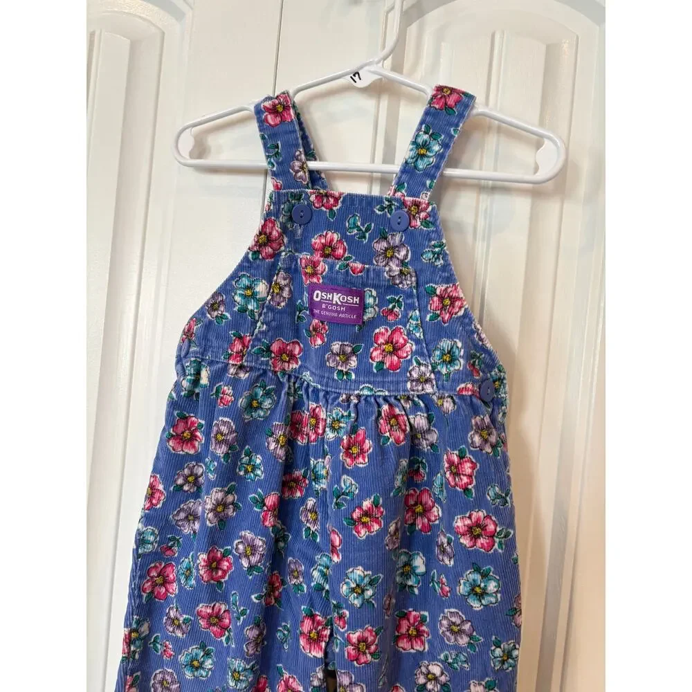 Osh Kosh Blue Floral Vintage Overalls Size‎ 18 Months